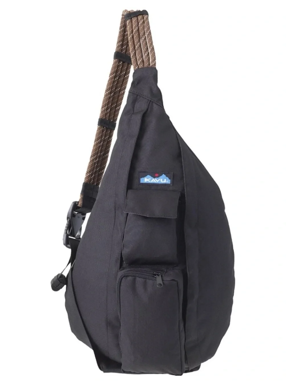 GUC KAVU Jet Black Sling Belt Bag with Rope Strap